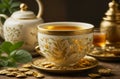 Tea party. Soothing tea, Alternative medicine, natural herbal, natural herbal remedies. Generative AI