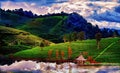 Tea plantation in spring,blue sky and never seen cloud Royalty Free Stock Photo