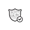 Tea plantation protection icon. Crop protection and insurance. Shield line icon. Vector
