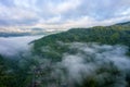 Tea Plantations at Cameron Highlands Malaysia. Sunrise in early morning with fog. Royalty Free Stock Photo