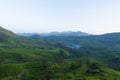 Tea plantations and mountain ranges covered in fog in Munnar Royalty Free Stock Photo