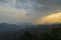 Tea plantations in Munnar, Kerala, India. Beautiful tea plantations landscape at sunset Royalty Free Stock Photo