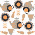Tea pot seamless pattern, image. It is located in swatch Royalty Free Stock Photo