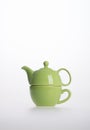 Tea pot set or Porcelain tea pot and cup on background. Royalty Free Stock Photo