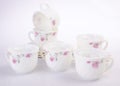 tea pot set, Porcelain tea pot and cup on background Royalty Free Stock Photo