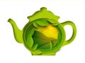 Tea pot vector paper cut art design