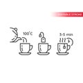 Tea preparation instruction line vector icon