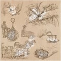 Tea Processing. Agriculture. An hand drawn vector illustration. Royalty Free Stock Photo