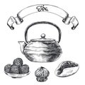 Tea pu-erh. set of vector sketches