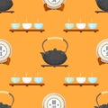 Tea puer ceremony seamless pattern