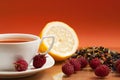 Tea and raspberries Royalty Free Stock Photo