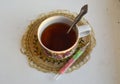 Tea with raspberry Jam and thermometre Royalty Free Stock Photo