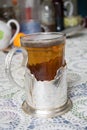 Tea in the Russian cup holder. Royalty Free Stock Photo