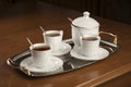 Tea service on silver tray Royalty Free Stock Photo