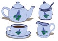 Tea set blue. Decorative tea set with a floral pattern. Royalty Free Stock Photo