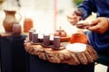 Tea set for tea ceremony. Tea ritual. Royalty Free Stock Photo