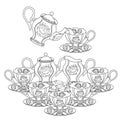 Tea set on white background