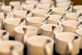 Tea sets, collection white coffee cups, buffet, catering Royalty Free Stock Photo