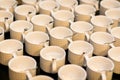 Tea sets, collection white coffee cups, buffet, catering Royalty Free Stock Photo