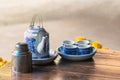 Tea sets on wooden table Royalty Free Stock Photo