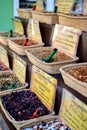 Tea shop window case, various teas for sale. Granada, Spain Royalty Free Stock Photo