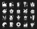 Tea white silhouette icons vector set