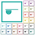 Tea stainer flat color icons with quadrant frames