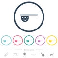 Tea stainer flat color icons in round outlines