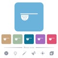 Tea stainer flat icons on color rounded square backgrounds