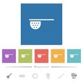 Tea stainer flat white icons in square backgrounds Royalty Free Stock Photo