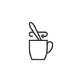 Tea stirring spoon line icon