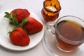 Tea and strawberry Royalty Free Stock Photo