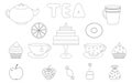 Tea,sweets prints for coloring book Royalty Free Stock Photo