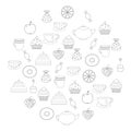 Tea,sweets prints for coloring book Royalty Free Stock Photo