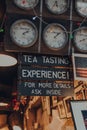 Tea Tasting Experience sign at the Tea 2 You kiosk in Borough Market, London, UK