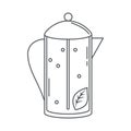 Tea, teapot herbal beverage fresh line icon style
