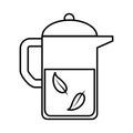 Tea, teapot herbal beverage fresh line icon