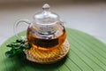 Tea in a teapot with honey and cookies Royalty Free Stock Photo