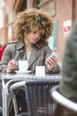 Tea and Texting Royalty Free Stock Photo