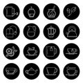 Tea thin line vector icons set in black and white Royalty Free Stock Photo