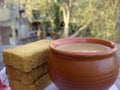 Tea and three rusks on focus Royalty Free Stock Photo