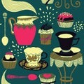 Tea time background. Cakes.