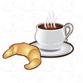 Tea time background cup coffee croissant icon Royalty Free Stock Photo