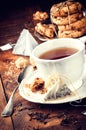 Tea time. Black tea and cookies