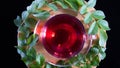 Tea time: cup of tea. Creative layout made of cup of hibiscus tea and tea leafs. Top view. Red tea, carcade, karkade, rooibos. Royalty Free Stock Photo