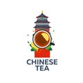 Tea time. Cup of tea with lemon. Chinese tea. Vector illustration. Royalty Free Stock Photo
