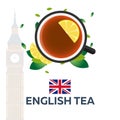 Tea time. Cup of tea with lemon. English tea. Vector illustration. Royalty Free Stock Photo