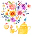 Tea time Cute watercolor card