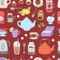 Tea time drinking procedure icons how to prepare hot drink Royalty Free Stock Photo