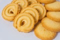 Danish butter cookies close up in the white background Royalty Free Stock Photo